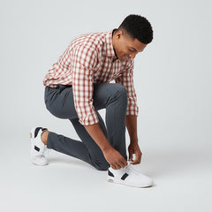 PC173 KHAKI LONG SLEEVE PLAID SHIRT