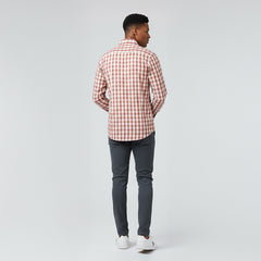 PC173 KHAKI LONG SLEEVE PLAID SHIRT