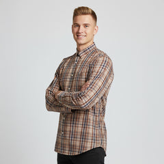 PC205 KHAKI PLAID LONGSLEEVE SHIRT