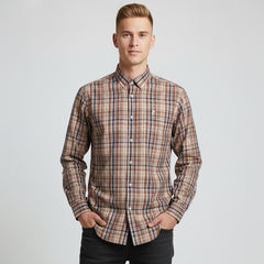 PC205 KHAKI PLAID LONGSLEEVE SHIRT